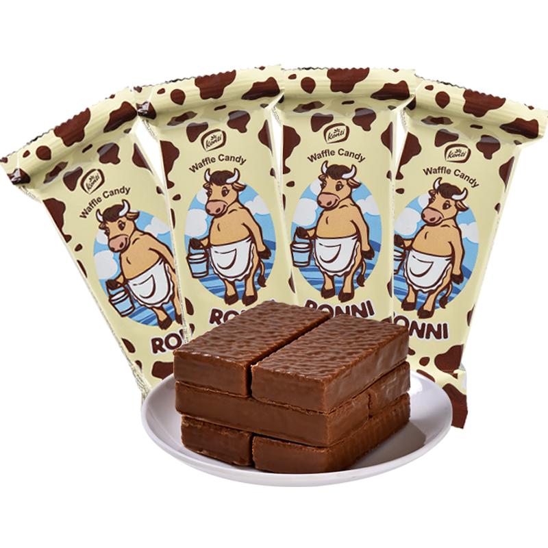 KONTI 小牛 威化饼干组合装 2口味 500g*2袋（牛奶味500g+巧克力味500g）