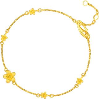 周六福 ZHOU LIU FU足金999黄金手链女款小桃花计价AC074753 约3.19g 16+2cm