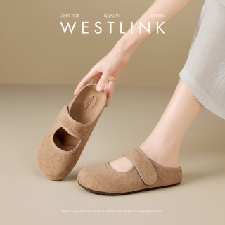WESTLINK 西遇 包头半拖鞋女驼色