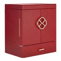 唯兰朵中式高档首饰盒大容量收纳盒闺蜜同事新婚结婚 胭脂红-疯马纹【双开门-】