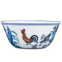 红英陶瓷 景德镇手绘仿古大明成化斗彩鸡缸杯小品茗茶杯单个主人杯功夫茶具茶碗鸡缸杯（赠礼盒）