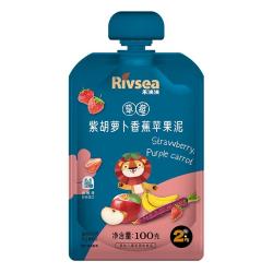 禾泱泱 苹果 果泥 宝宝辅食 营养果蔬泥 草莓紫胡萝卜香蕉泥100g