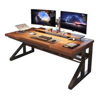 亿家木桌子电脑桌台式电竞桌椅套装一体简易书桌学习桌家用办公写字桌 【人体U型设计】胡桃色100*60CM
