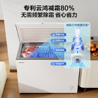 海信 Hisense300升家用单温全冷冻卧式冰柜大容量节能减霜商用冷柜 珍珠白