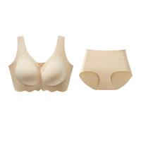 都市丽人内衣女无尺码均码光面无痕聚拢无钢圈文胸罩套装2B351N 肤色