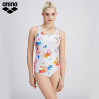 阿瑞娜（arena）女士连体无袖三角泳衣修身遮肚显瘦吉祥锦鲤印花游泳衣 白色（WHT） M