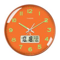 TIMESS 挂钟电波钟自动对时夜光钟客厅家用时尚免打孔创意时钟挂墙