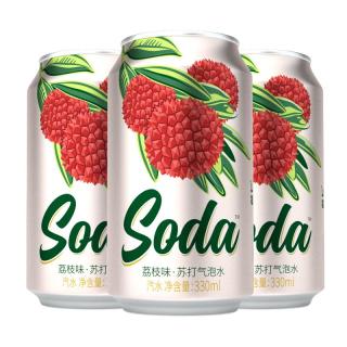 名仁堂 名仁苏打汽水0糖0脂0卡荔枝味气泡水饮料330ml×24罐整箱装