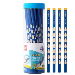 得力 洞洞笔铅笔30支HB铅笔三角杆易抓握儿童书写绘画涂卡矫姿铅笔练字笔 HC822-HB