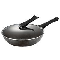 九阳(Joyoung) 大铁锅炒锅家用炒菜锅老式燃气灶煤气灶无涂层养油不粘锅 带附耳【带钢化玻璃盖】 34cm