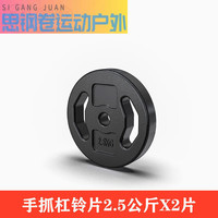 RRLFCS 健身铁饼杠铃片手抓小孔片包胶哑铃片器材摇臂配重片 手抓杠铃片2.5公斤X2片