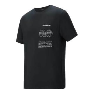 萨洛蒙（Salomon）男款 户外运动印花舒适透气短袖T恤 SAL GLOBE GRAPHIC SS TEE 深黑色 C22490 S
