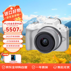 佳能 EOS R50 APS-C画幅 微单相机 白色 RF-S18-45mm F4.5-6.3 IS STM 单头套机