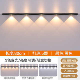以典 LED人体感应灯带 80CM黑色 常亮+人体感应