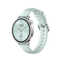 小米 Watch S4 智能手表 蓝牙版 41mm 银色不锈钢表壳 薄荷绿氟橡胶表带