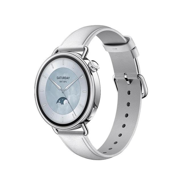 小米 Watch S4 智能手表 蓝牙版 41mm 银色不锈钢表壳 白色真皮表带