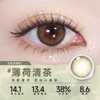EYEPONY美瞳女月抛1片自然小直径彩色近视隐形眼镜视客 薄荷清茶 550度