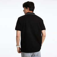 杰克·琼斯(JACK&JONES)男装夏季多色百搭翻领短袖polo衫男士合体百搭简约商务半袖男 黑色E40 S 170/92A