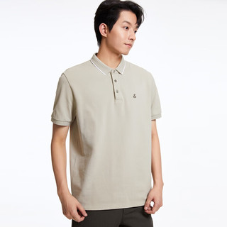杰克·琼斯（JACK&JONES）男装夏季多色百搭翻领短袖polo衫男士合体百搭简约商务半袖男 雾灰色C03 2XL 190/108A