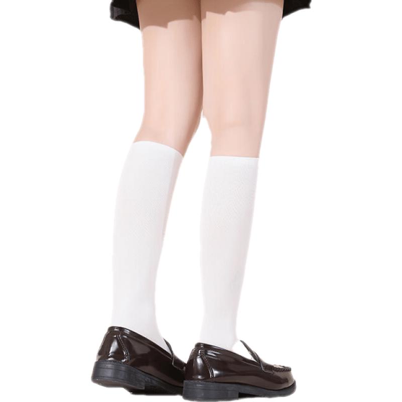 tutuanna女中筒袜  纯色条纹中筒袜可外穿不勒脚日系潮流 27013002 一双装