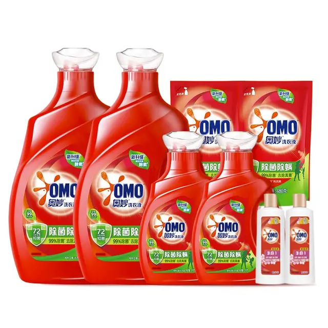 OMO 奥妙 除菌除螨洗衣液 3kg*2瓶+1kg*2瓶+480g*2袋+100g*2瓶 桉树艾草香