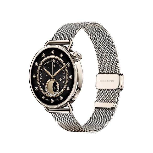 小米 Watch S4 智能手表 蓝牙版 41mm 银色不锈钢表壳 流沙金米兰尼斯表带