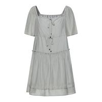 MOUSSY 2025夏季甜美收腰一字肩系带条纹连衣裙028ISA33-4051 165花纹灰色 S