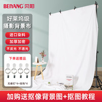 贝阳 3*2米白色背景布加厚摄影抠像布背景布直播间纯色道具背景布专业影棚照相背景便携式白布