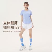 361°【发带套装】春季瑜伽T恤女圆领短袖上衣跑步透气运动两件套
