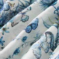 【亲肤莱赛尔】2025夏款繁花小衫圆领系带七分灯笼袖短上衣M