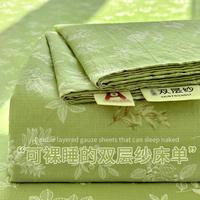 纱雅家纺 柔软双层纱床单单件有氧皱皱纱枕套被单三件套学生宿舍垫单加厚