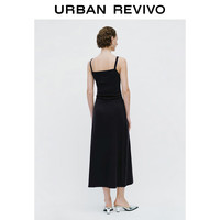 URBAN REVIVO 捏褶包边吊带连衣裙