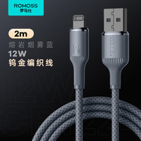 罗马仕 苹果数据线快充充电线适用iPhone14/13/12/11Pro Max/xs/iPadPro/mini平板手机车载2米 钛蓝色