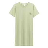 【100%纯棉】夏季薄款短袖裙简约纯色睡裙女中长款可外穿