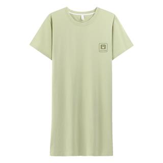 【100%纯棉】夏季薄款短袖裙简约纯色睡裙女中长款可外穿