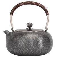 银器时代 银壶纯银999烧水壶泡茶电陶炉子银茶壶纯手工日式家用煮水壶 锤纹大款约630克 1700ml