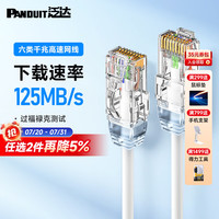 泛达 PANDUIT 六类细网线CAT6类千兆跳线POE监控办公家用水晶头宽带成品网线 圣洁白 0.5米
