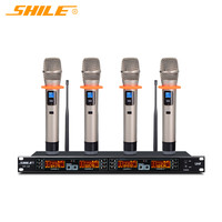 狮乐 SHILE）SH-10专业一拖四U段防啸叫无线手持话筒 KTV娱乐唱歌会议主持演讲手拿麦克风 配4手持