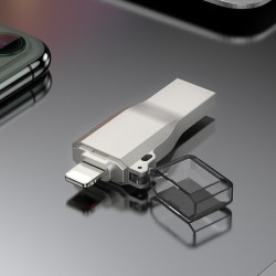 乐奇炫 苹果手机u盘手机电脑U盘双接口优盘安全加密 银色 32GB
