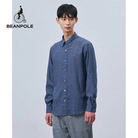 beanpole滨波春季新款男士麻混纺优雅简约纯色长袖衬衫   185/100A