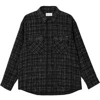 杰克·琼斯（JACK&JONES）25年男装衬衫外套百搭舒适经典格纹宽松休闲长袖上衣2253O3015 E40黑色 常规 XL