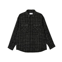 杰克·琼斯（JACK&JONES）25年男装衬衫外套百搭舒适经典格纹宽松休闲长袖上衣2253O3015 E40黑色 常规 XS