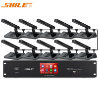 狮乐 SHILE）专业有线手拉手麦克风 工程会议话筒8芯网线大型会议桌面鹅颈方杆话筒一拖十 YE-19