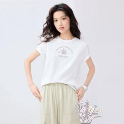 GIORDANO 佐丹奴 2025年夏季纯棉野餐花园主题印花T恤圆领针织短袖T恤女款