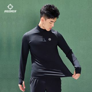 准者运动速干衣男士春秋季跑步加绒长袖训练服半拉链卫衣 5XL