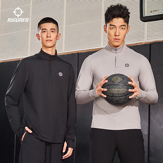 准者运动速干衣男士春秋季跑步加绒长袖训练服半拉链卫衣 5XL