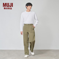 MUJI 無印良品 无印良品（MUJI）男式 水洗 人字纹 工装裤男士长裤子早秋款法工裤 24年秋休闲裤 卡其绿 85cm （185/84A）
