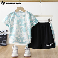 小猪班纳男女童夏季套装速干衣冰丝韩版休闲运动服球服短袖短裤童装 2204套装绿海报 130 cm 【身高110-120】