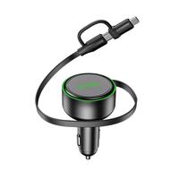 360 车载充电器超级快充自带伸缩线 PD30W点烟器一拖二转换器 适用华为苹果小米