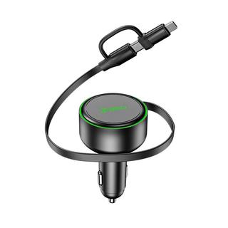 360车载充电器超级快充自带伸缩线 PD30W点烟器一拖二转换器 适用华为苹果小米